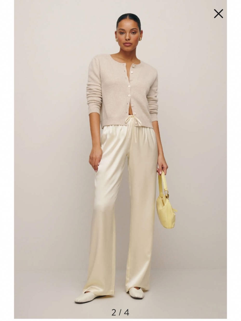 Reformation Olina drawstring pant in cream size L NWT